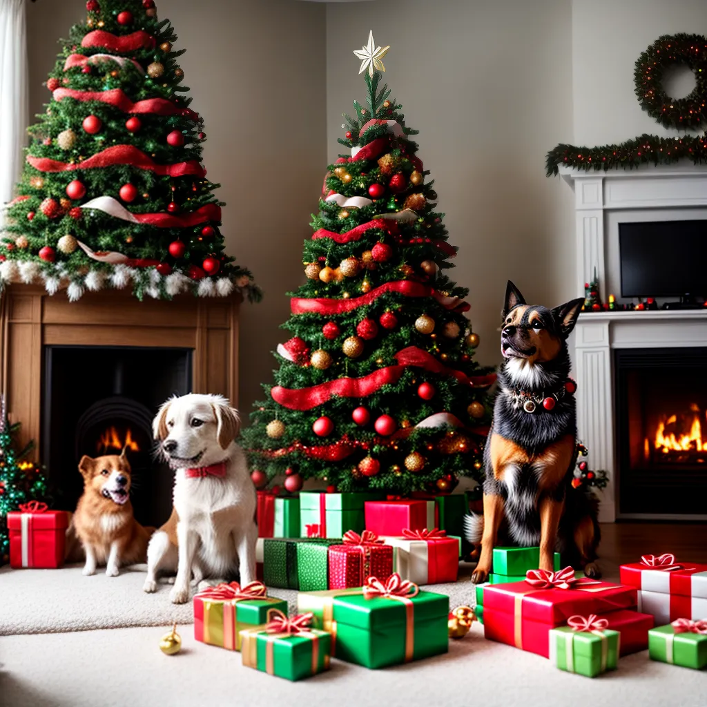 sala natal arvore presentes cachorro brinquedo
