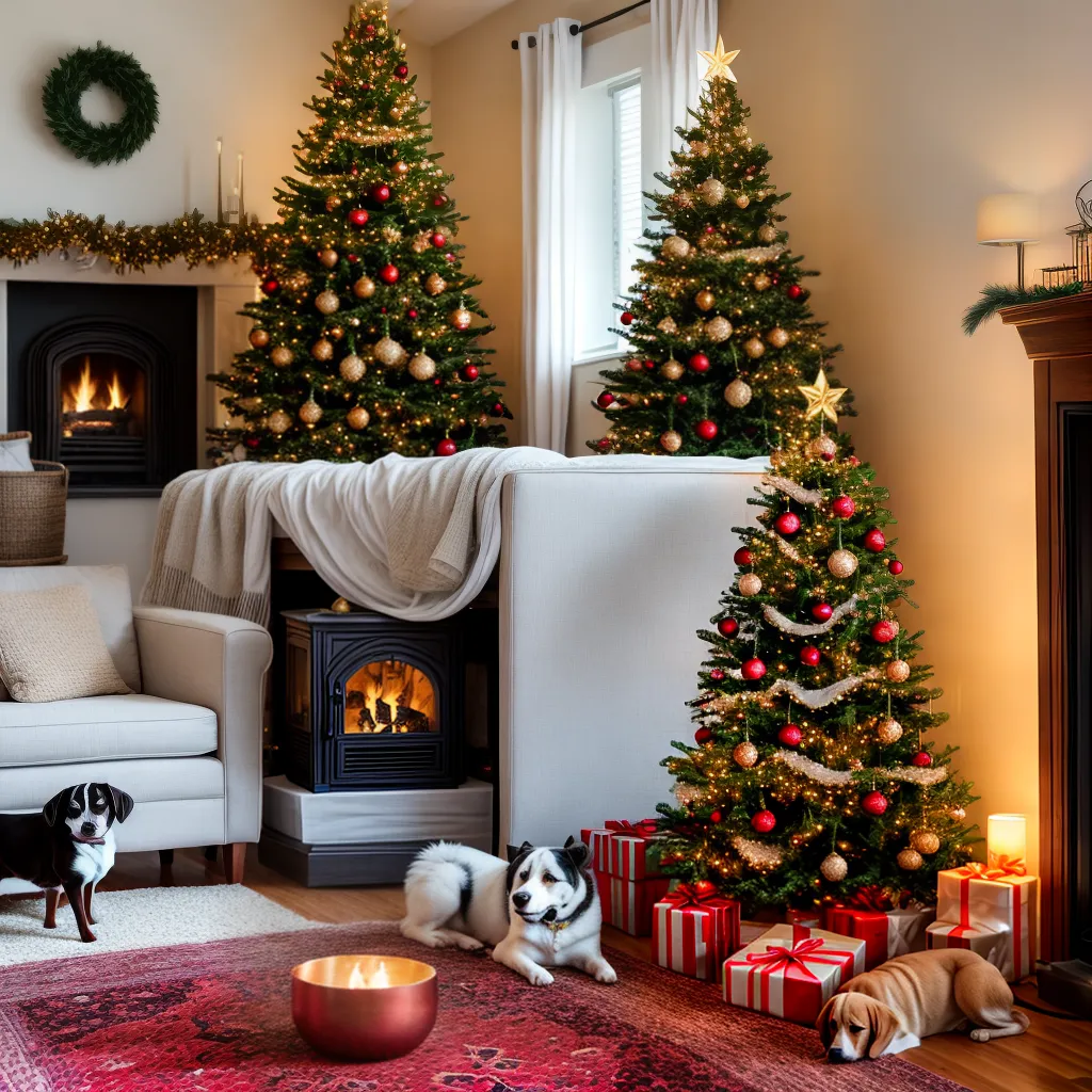sala natal decoracao arvore cachorro