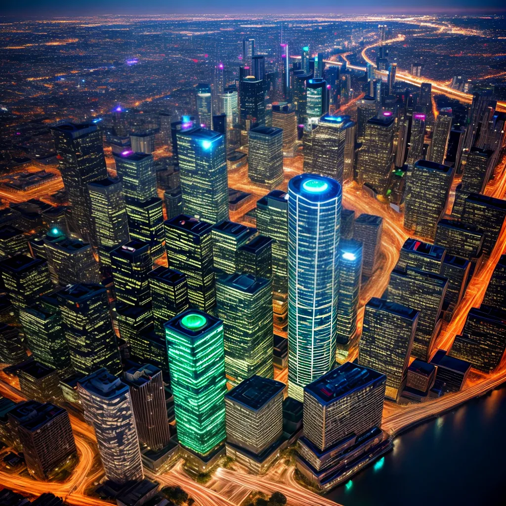 cidade verde moderna led solar energia