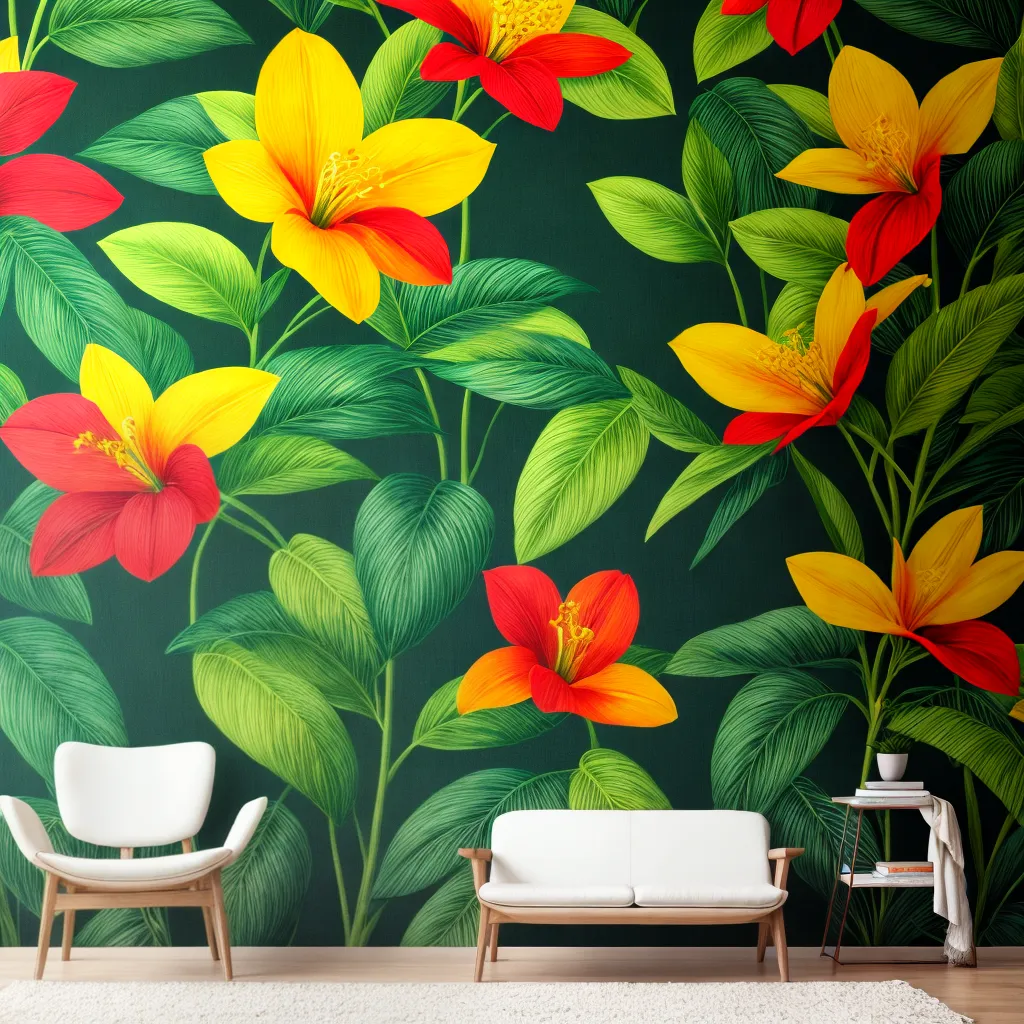 papel de parede botanico vibrante 1