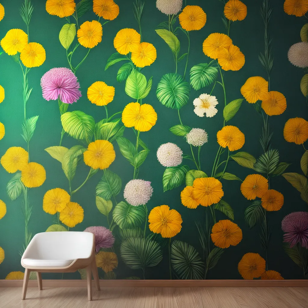 papel de parede botanico vibrante 3