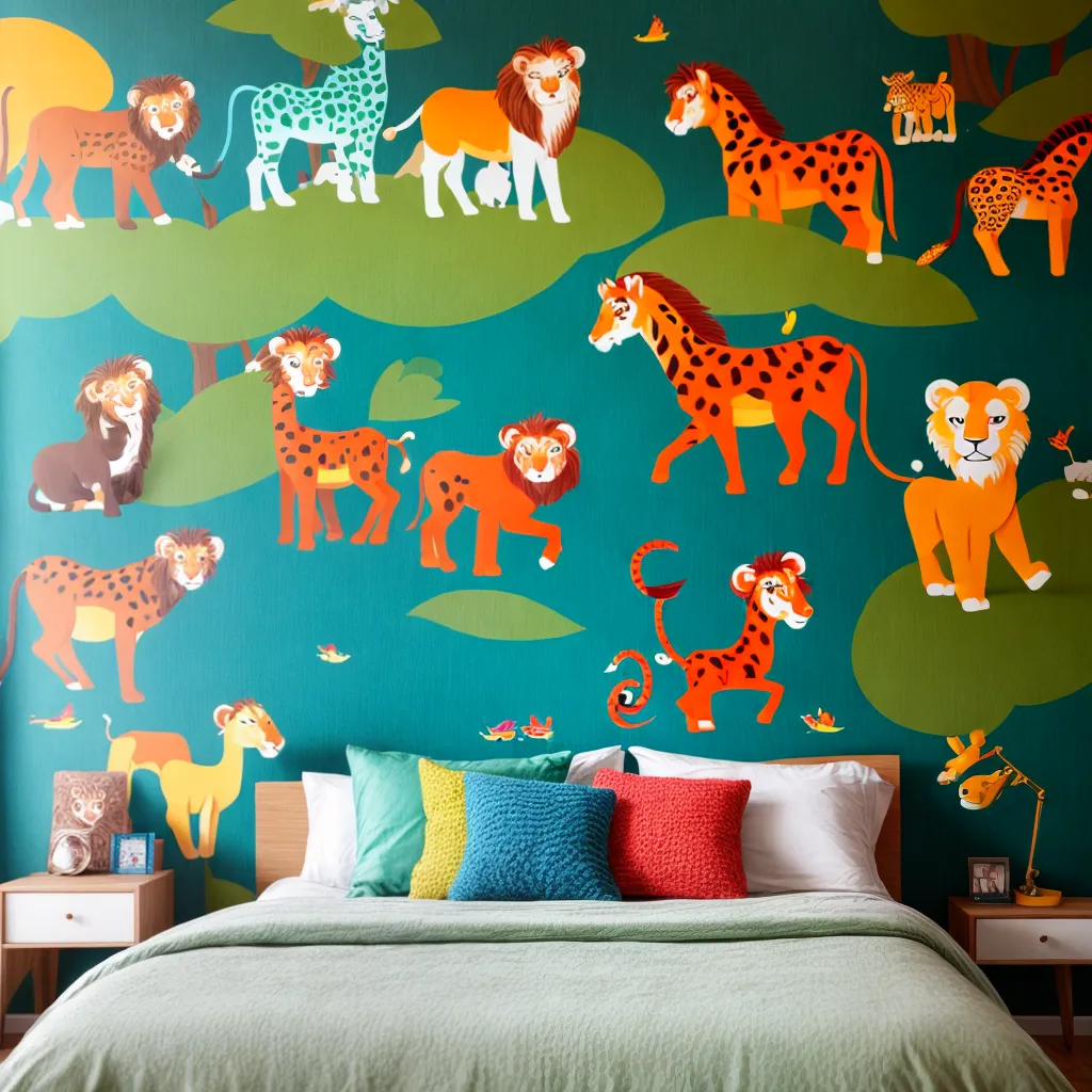papel de parede jungle animais infantis