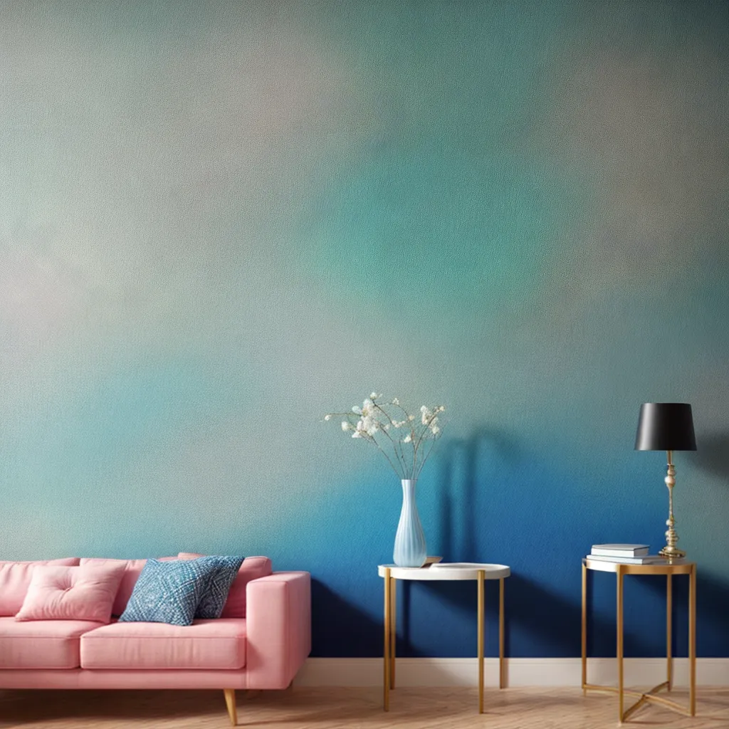 parede estampada geometrica azul