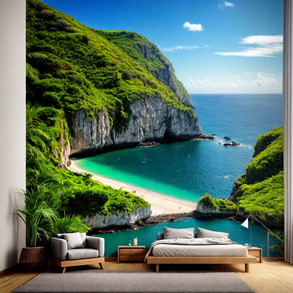 quarto papel de parede mural tropical