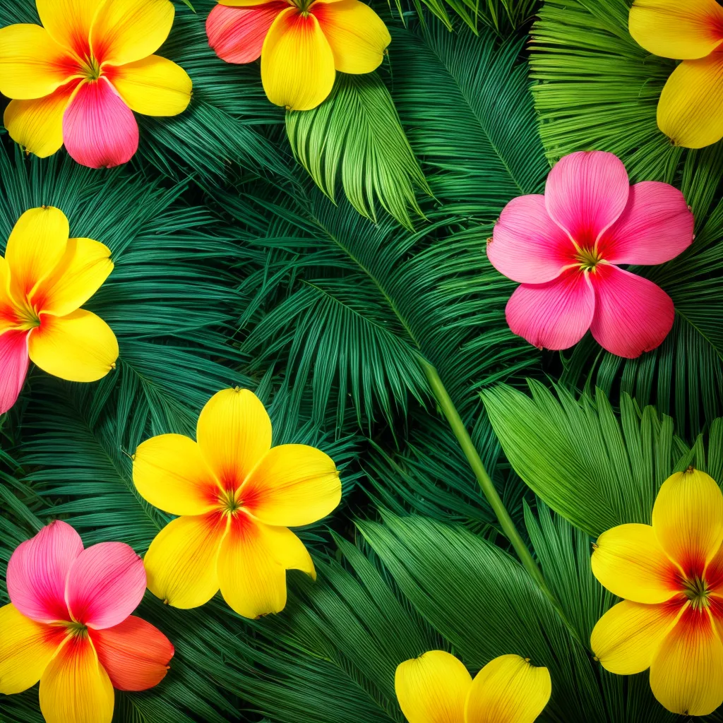 papel de parede tropical folhas flores