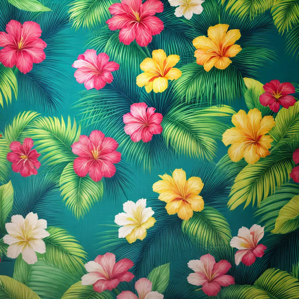 papel de parede tropical folhas flores 1