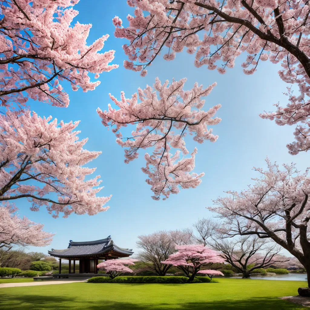 papel de parede japones cerejeiras tranquilidade