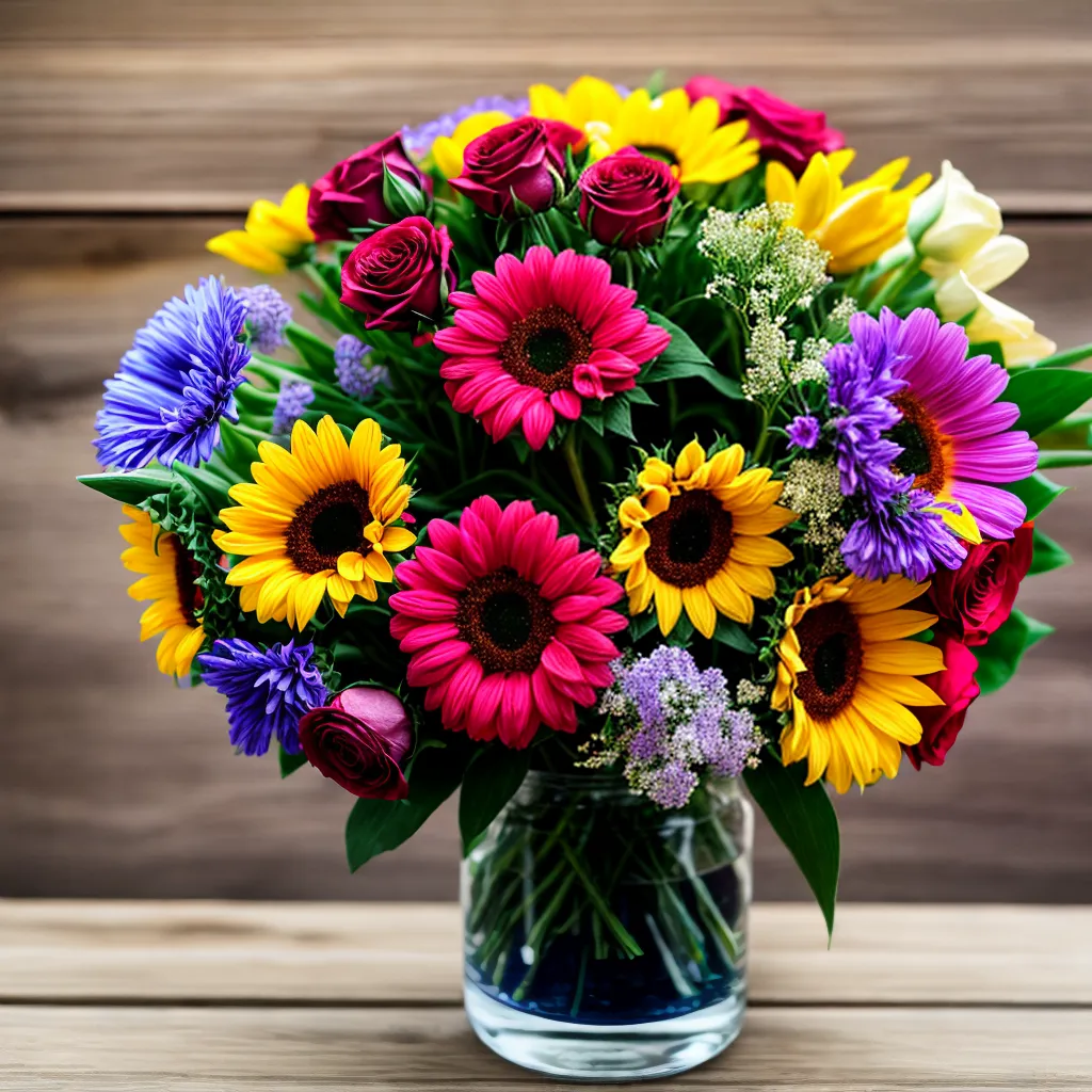 bouquet colorido vaso rustico