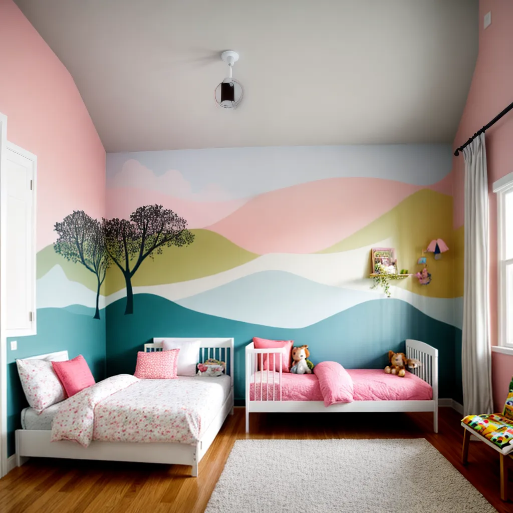 quarto gemeos cribs mural livros