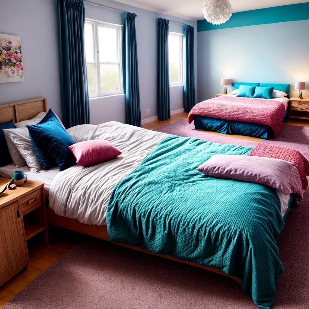 quarto decorado camas gemeas dividido