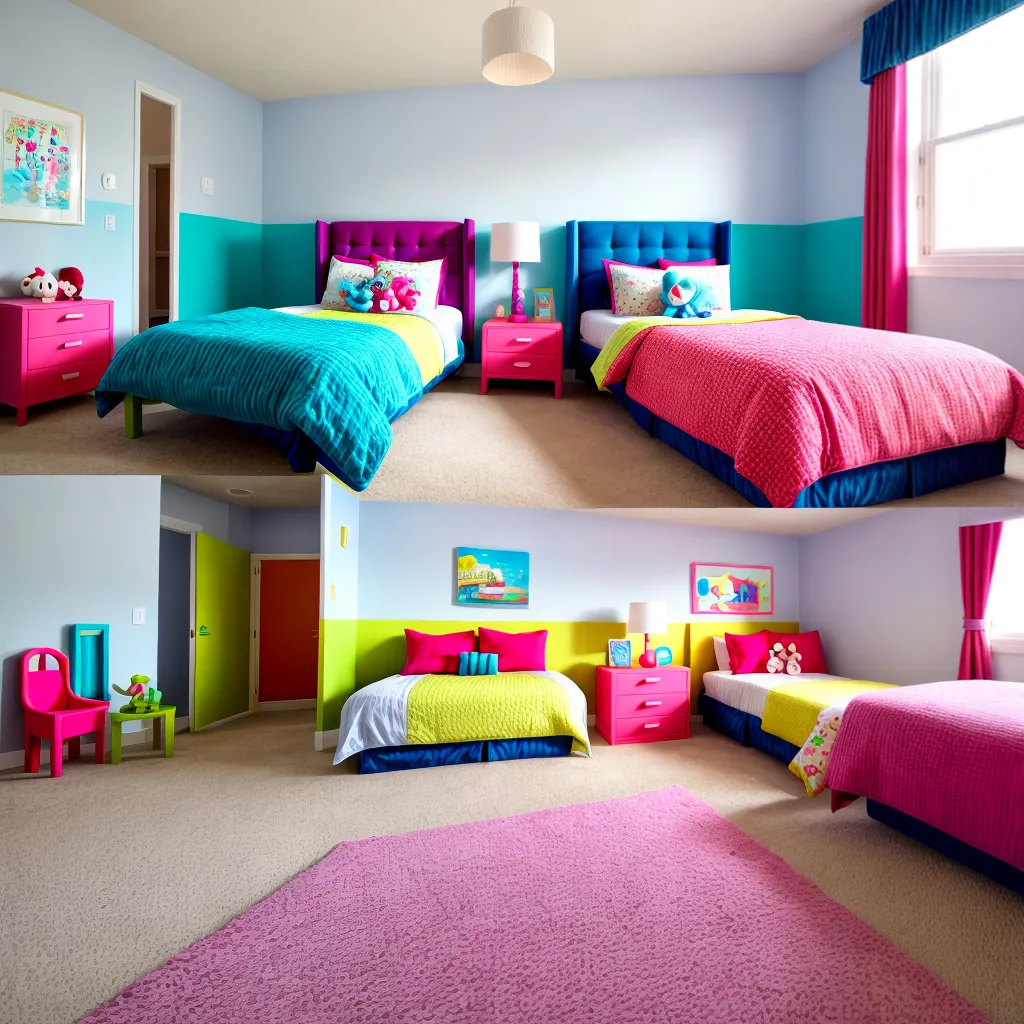 quarto infantil colorido camas gemeos