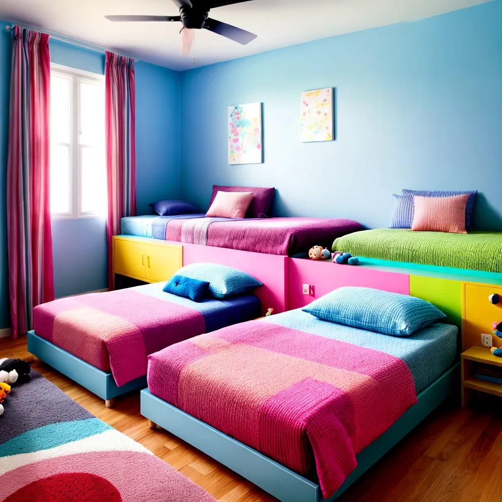 quarto gemeos camas coloridas brinquedos 2