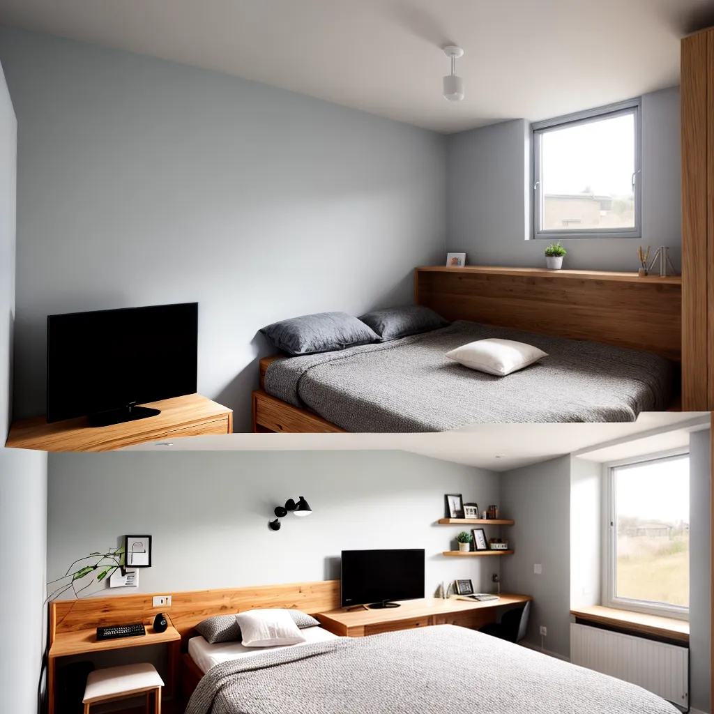 quarto acojedor cama elevada espaco
