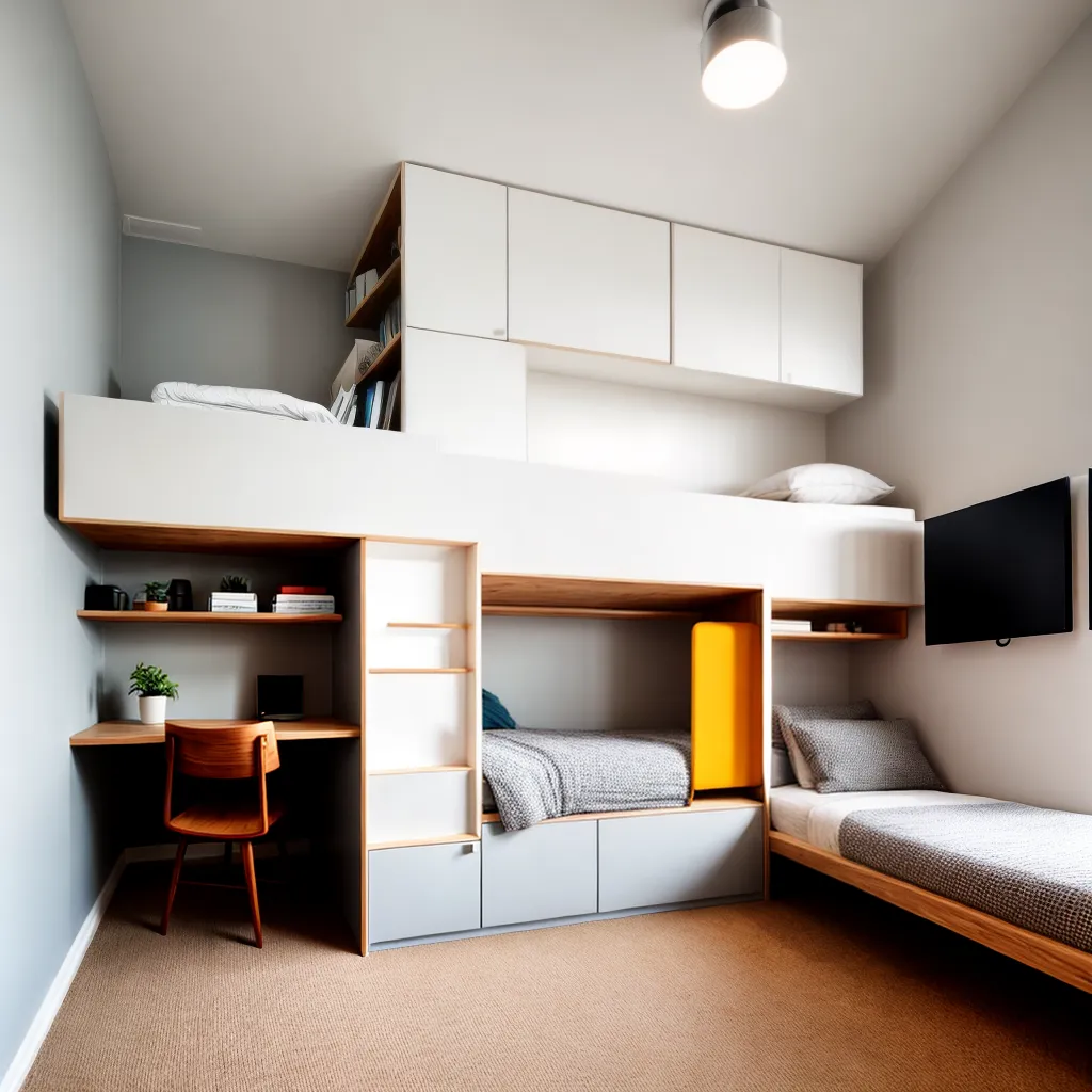 quarto compacto loft cama mesa