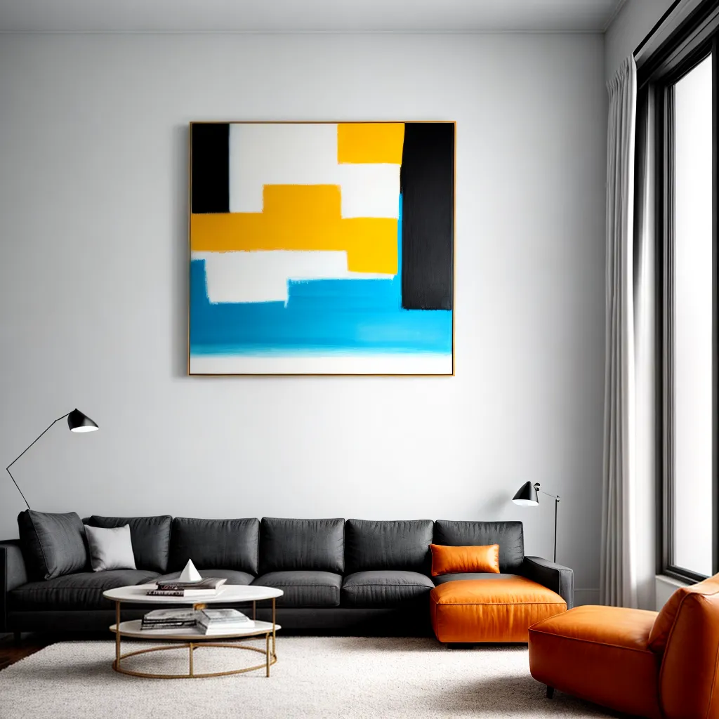 sala estar moderna pintura abstrata