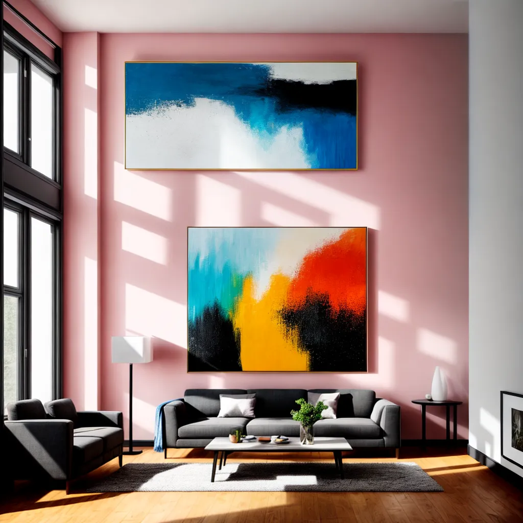 sala estar pintura abstrata moderna