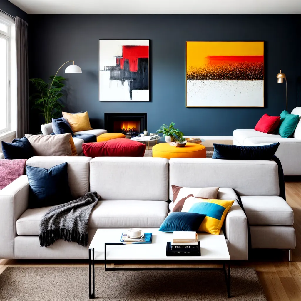 sala moderna pintura abstrata sofa
