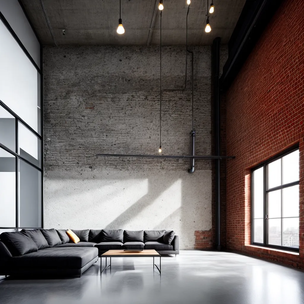 loft moderno tijolos concreto minimalista