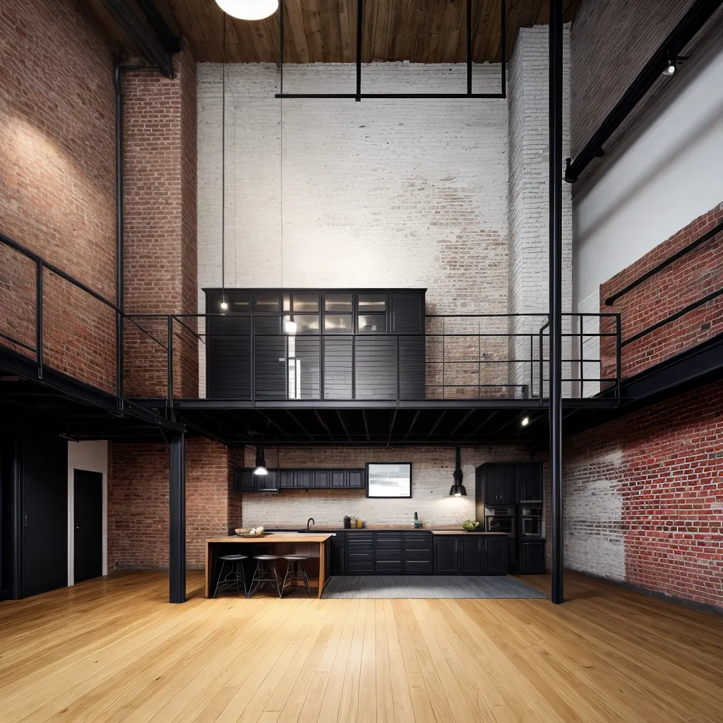loft industrial teto alto minimalista