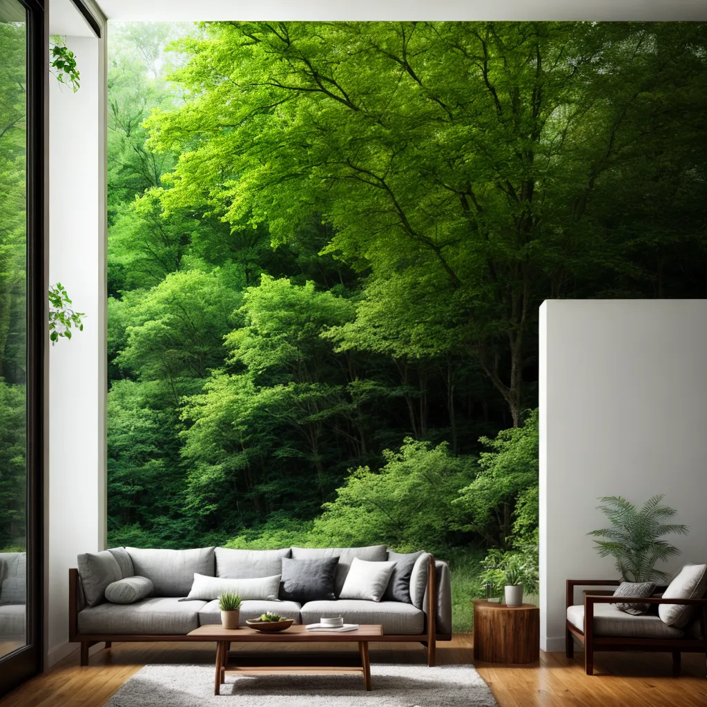 sala natureza papel de parede floresta