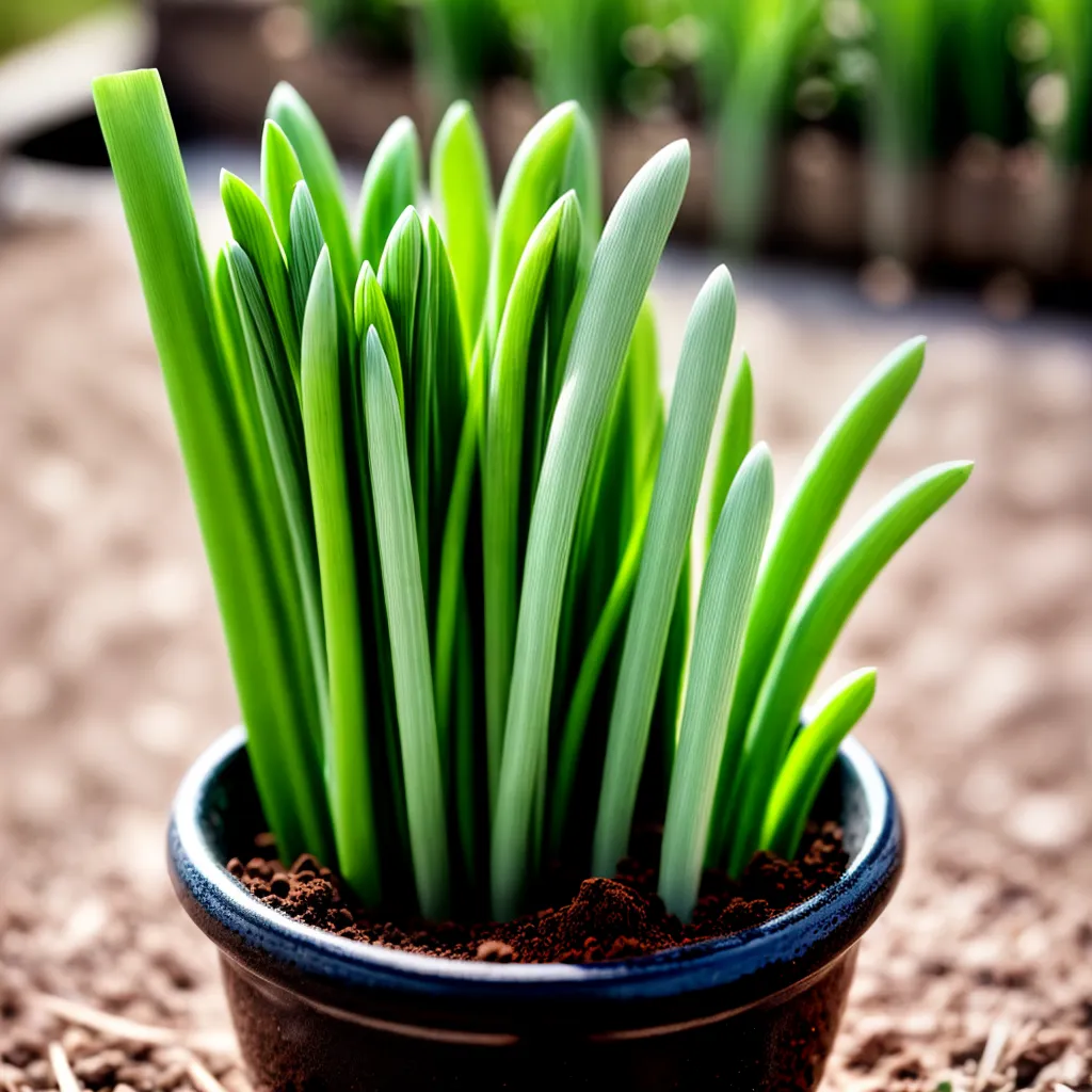 chives verdes pote terra cultivo