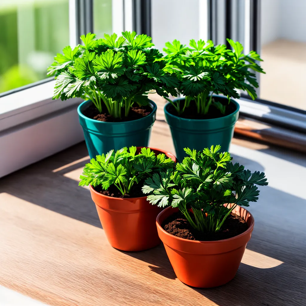planta parsley janela sol ferramentas