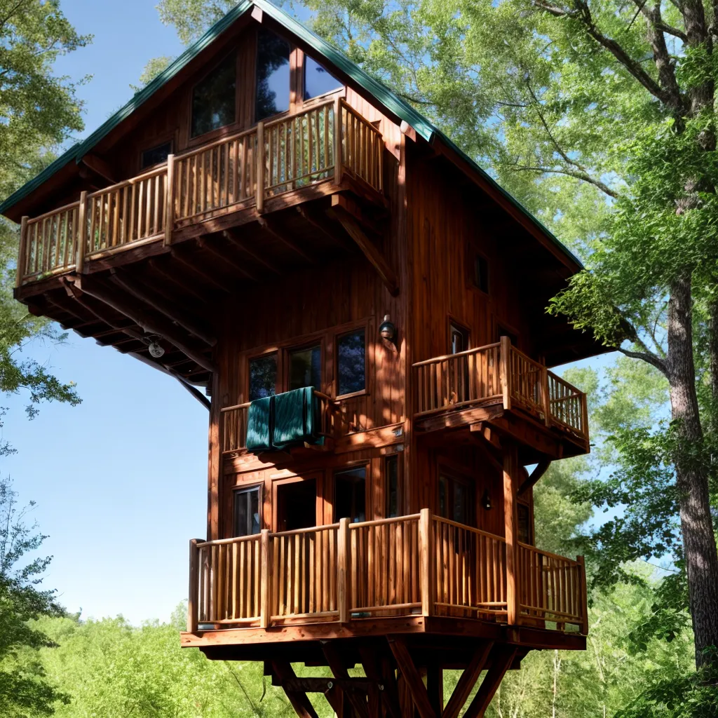 cabana madeira arvore forest balcony