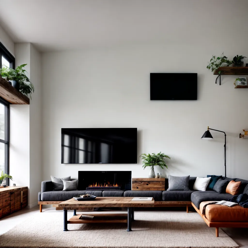 sala estar sofa reciclado mesa madeira reaproveitada
