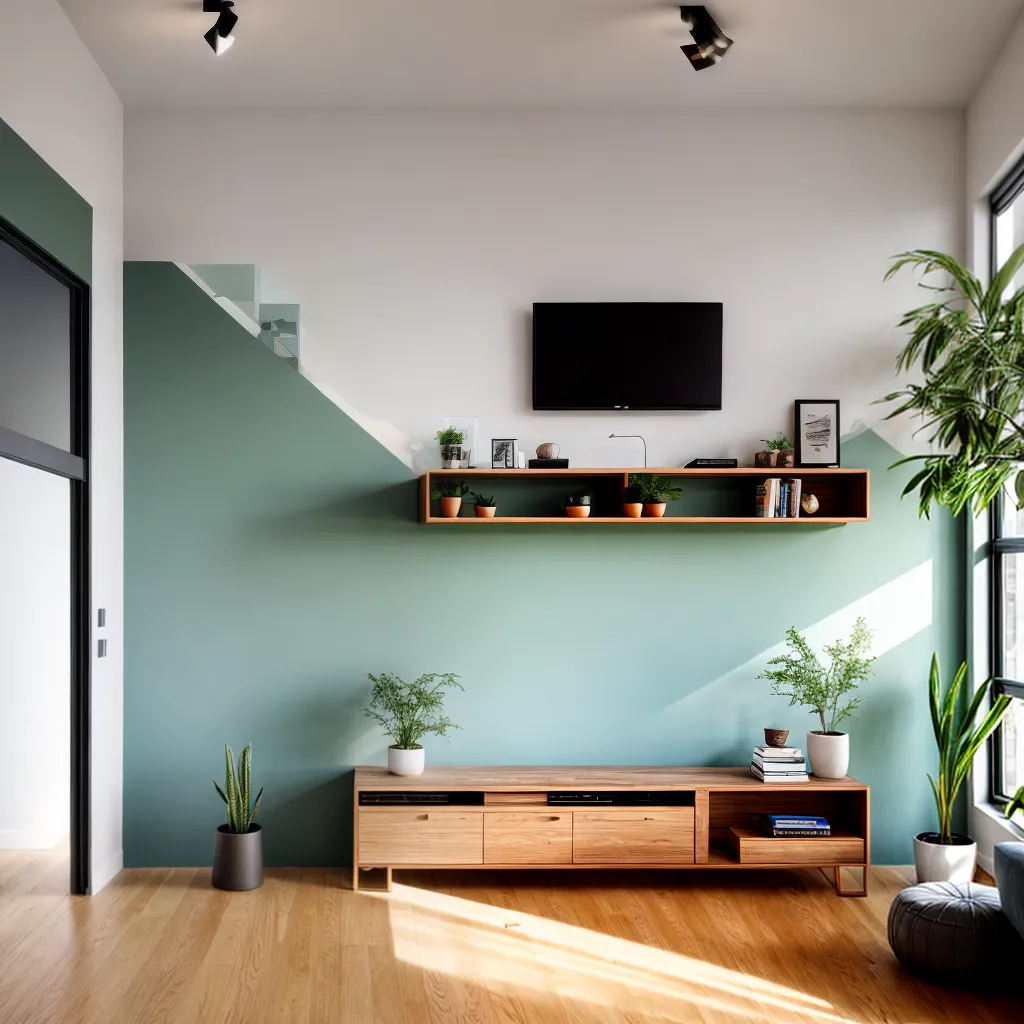 sala minimalista moveis madeira reutilizada