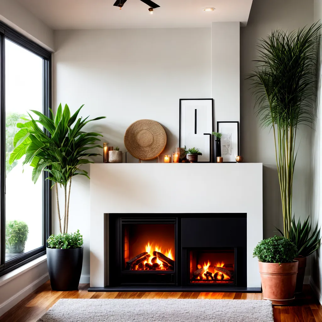 sala lareira moderna plantas ambiente