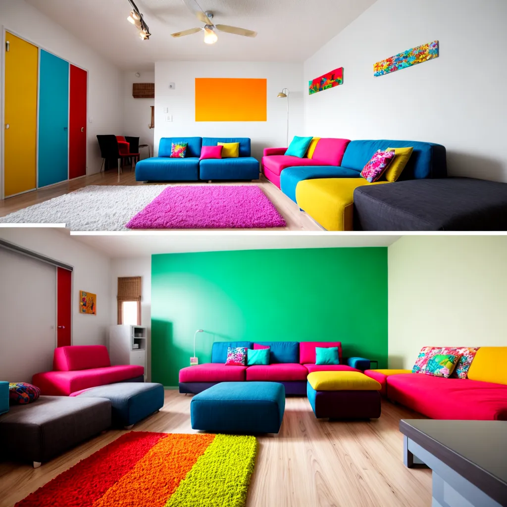 sala colorida decoracao plastico reciclado