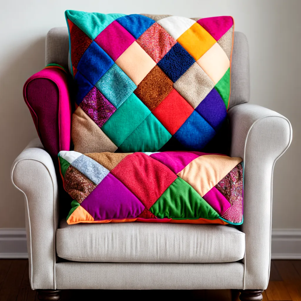 colcha patchwork colorida poltrona