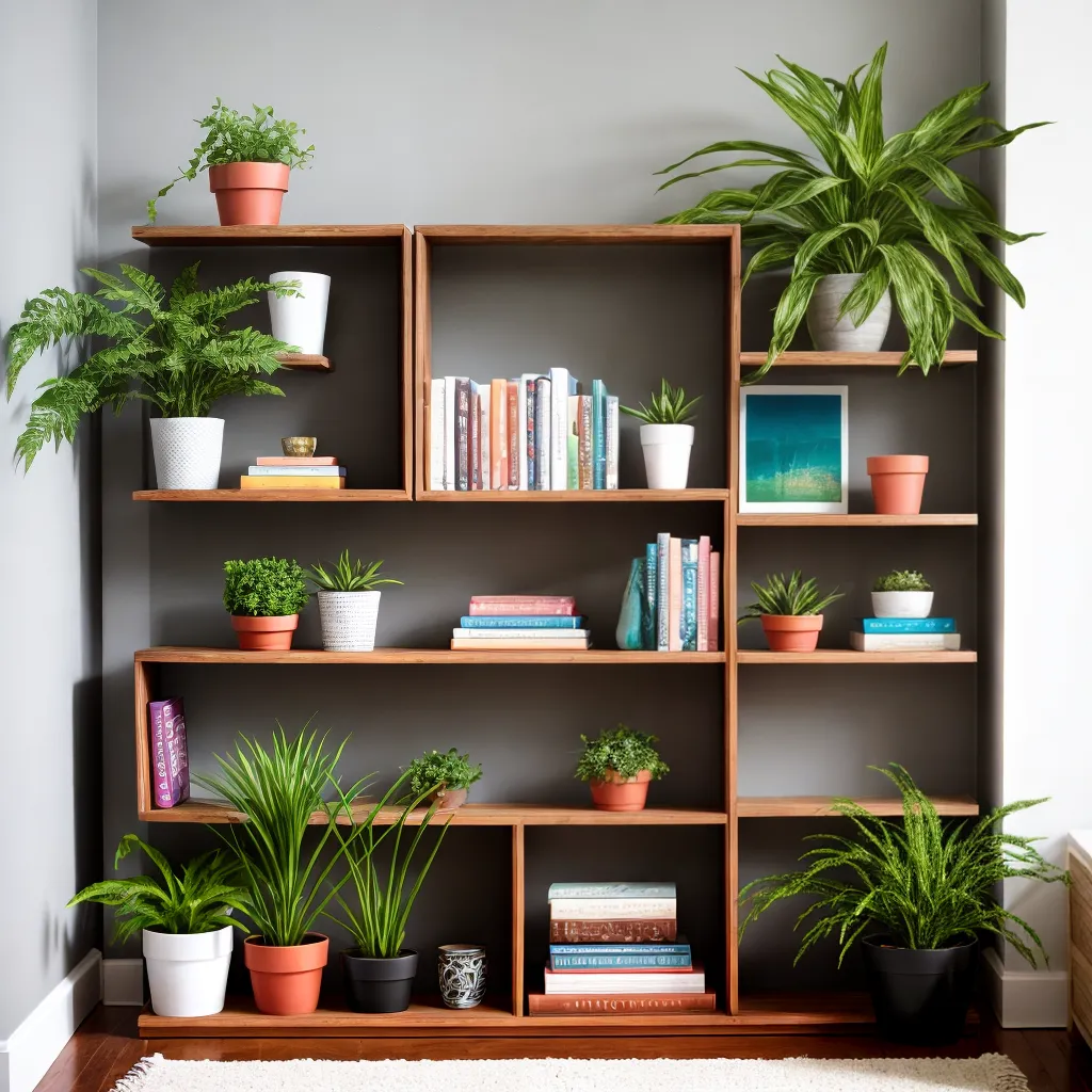 estante cartao plantas livros