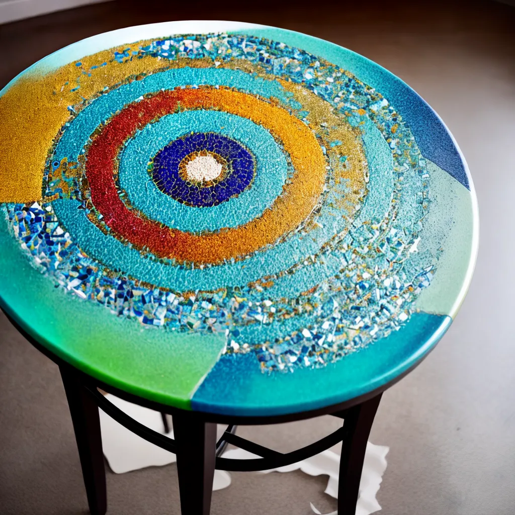 mesa mosaico ceramica cores ecologica