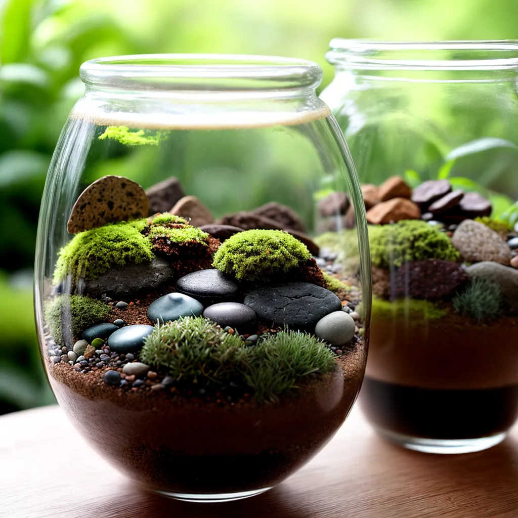 terrario planta verde ecossistema miniatura