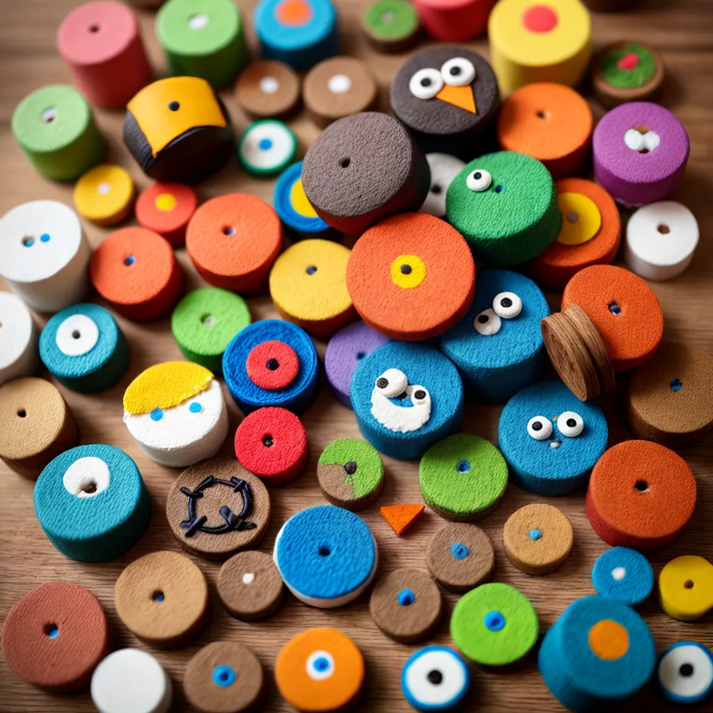 brinquedos artesanais reciclados coloridos
