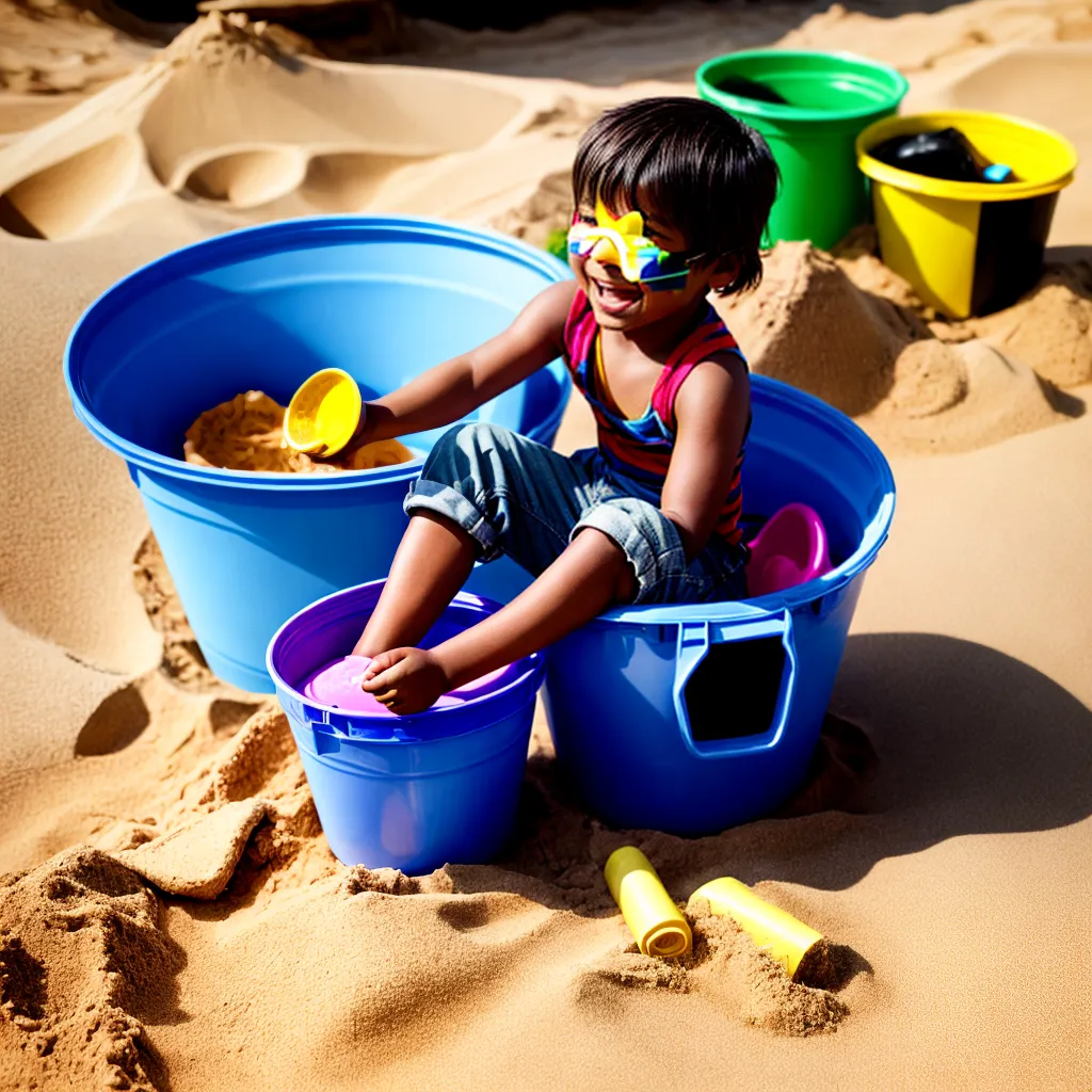 crianca brincando caixa areia colorida