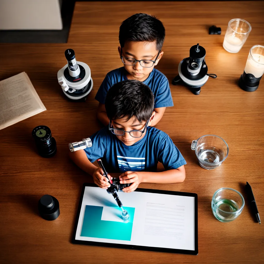 cientista jovem microscopio caseiro