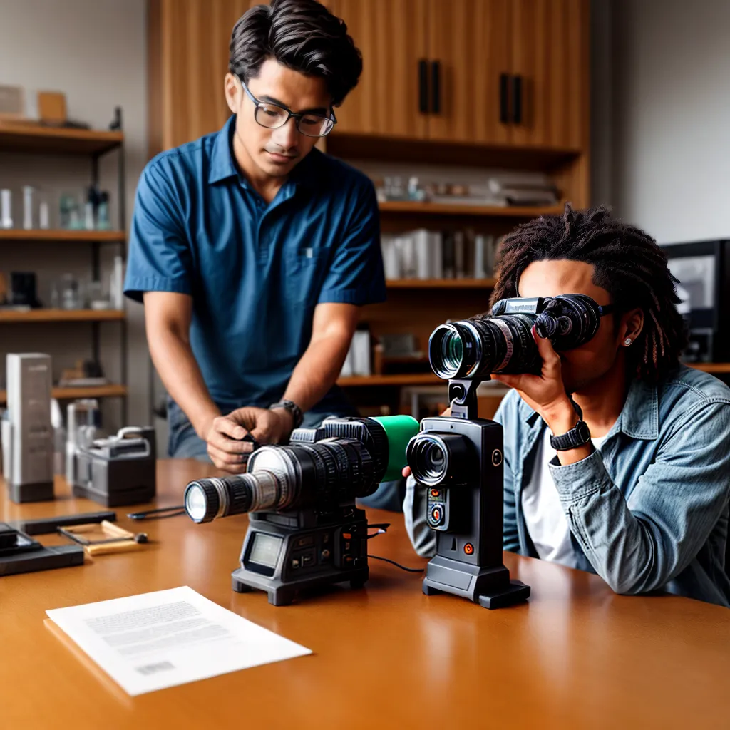 cientista jovem microscopio lente especime