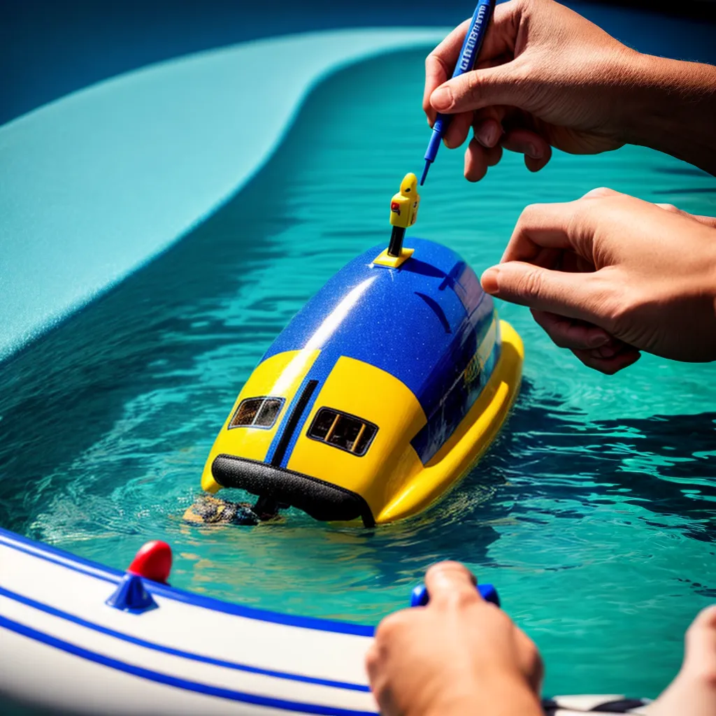 crianca montando submarino plastico 1