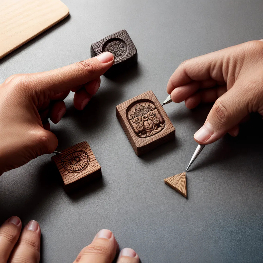 carving stamp diy bloco madeira