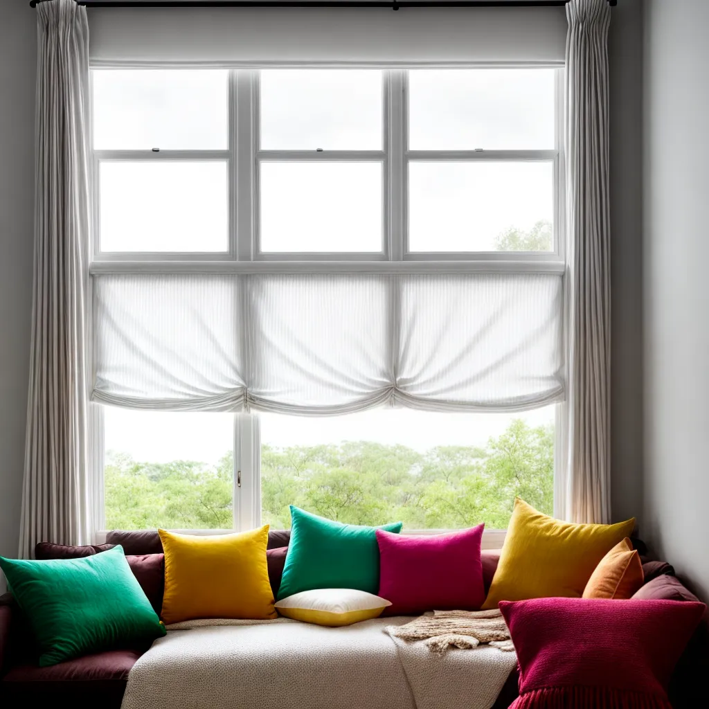 sala estar janela cortinas jardim