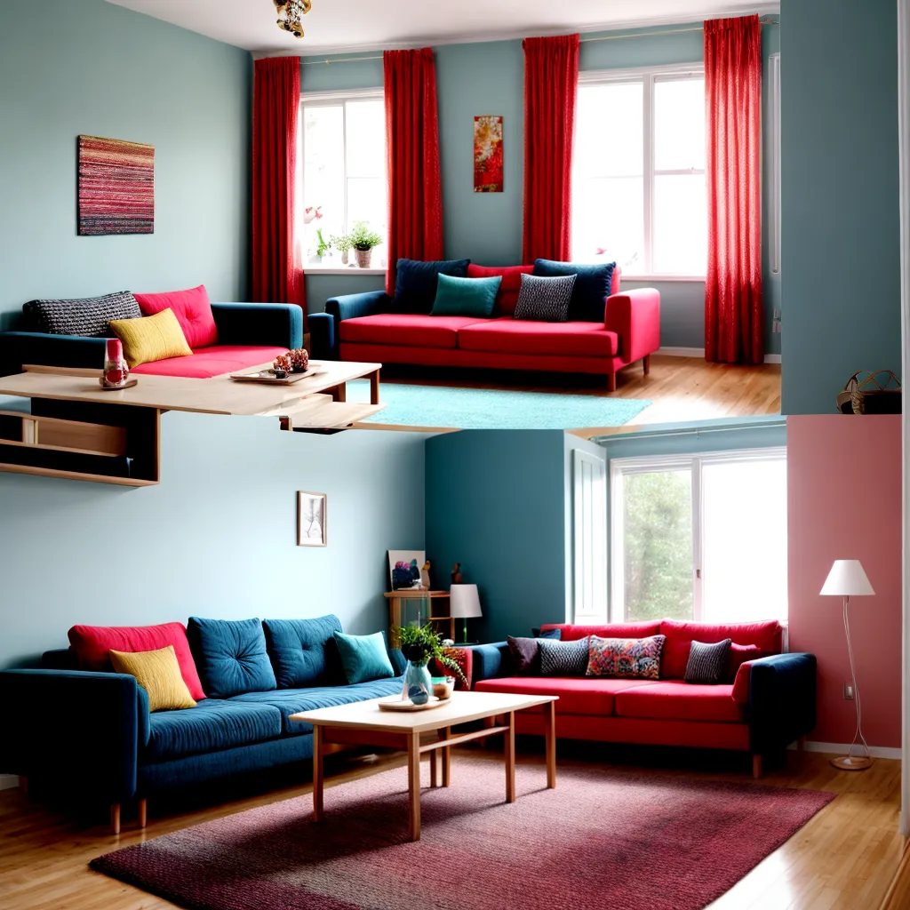 sala estampas coloridas sofa acochoado