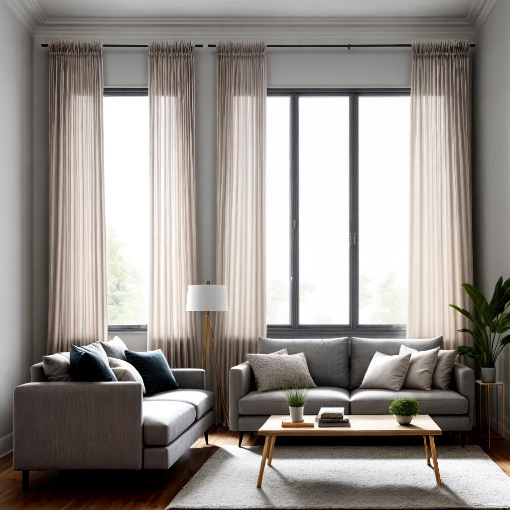 sala janelas voile cortinas