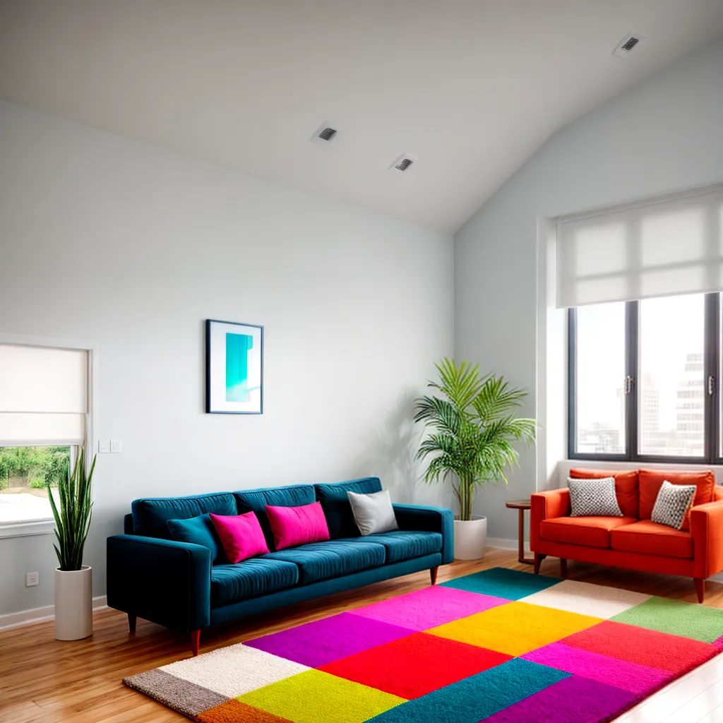 sala vibrante listras rugs moderno