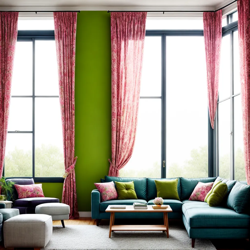 sala estar janelas cortinas florais 6
