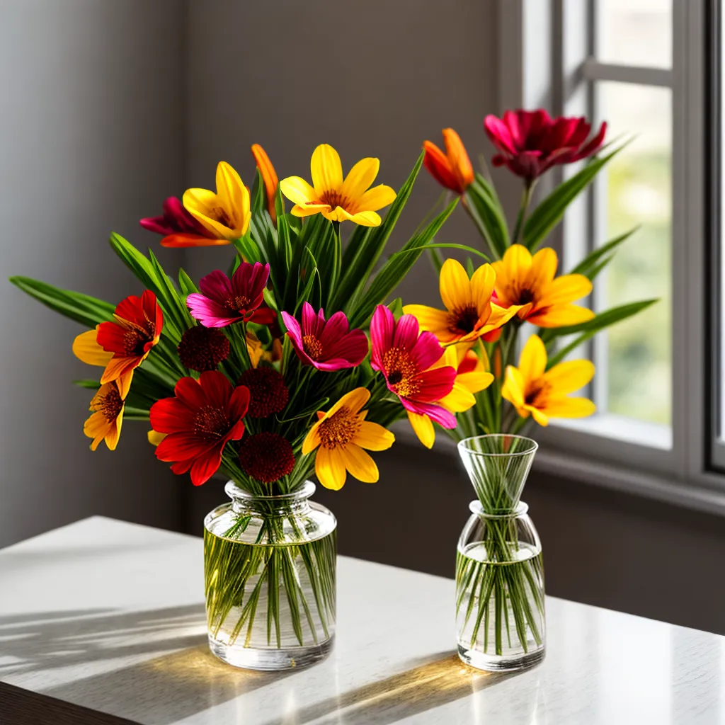 vaso murano flores sol mesa