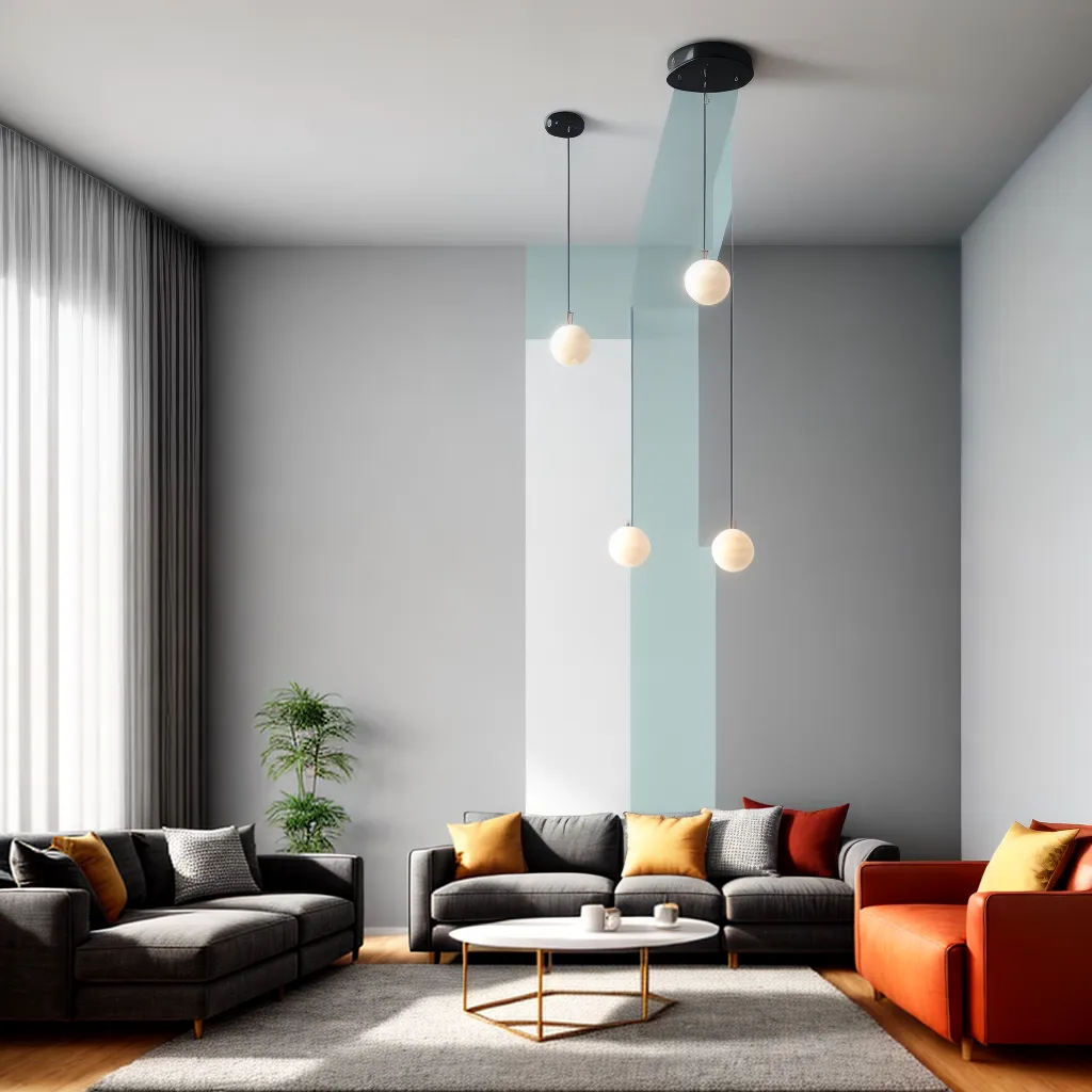 sala estar teto alto luminarias pendentes