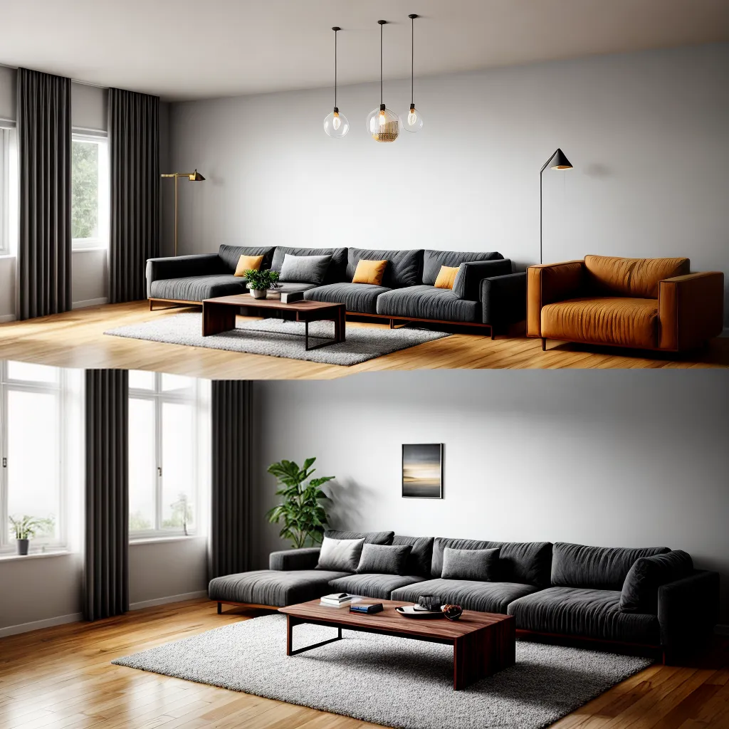 sala estar teto alto luzes pendentes