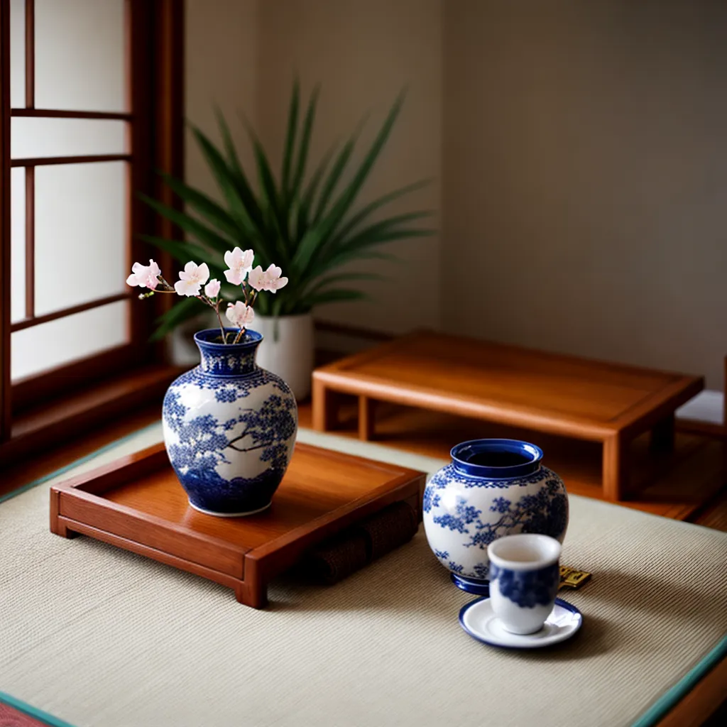 sala estar ceramica japonesa cerejeira